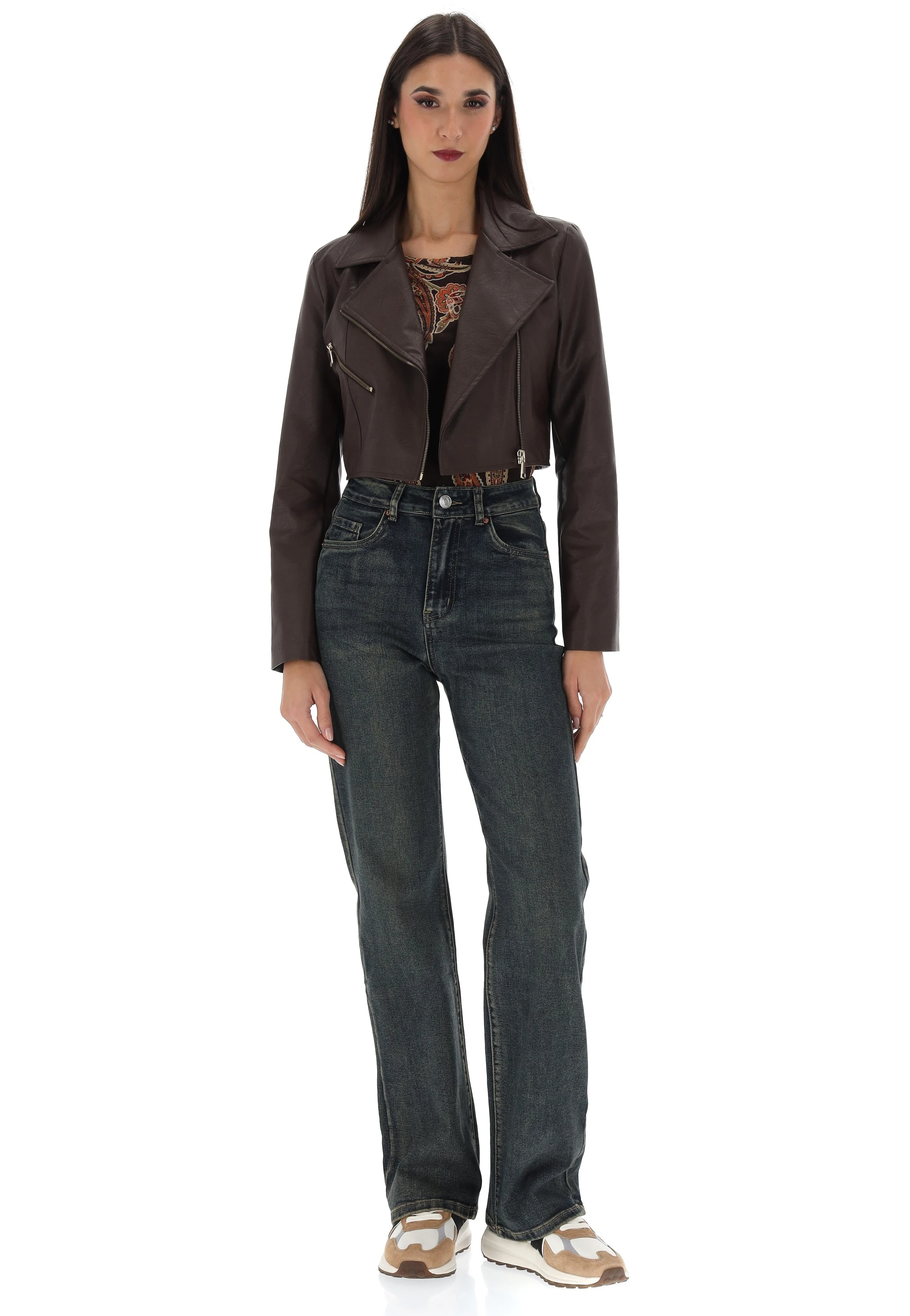 Chiodo crop in similpelle TUPERTU donna
